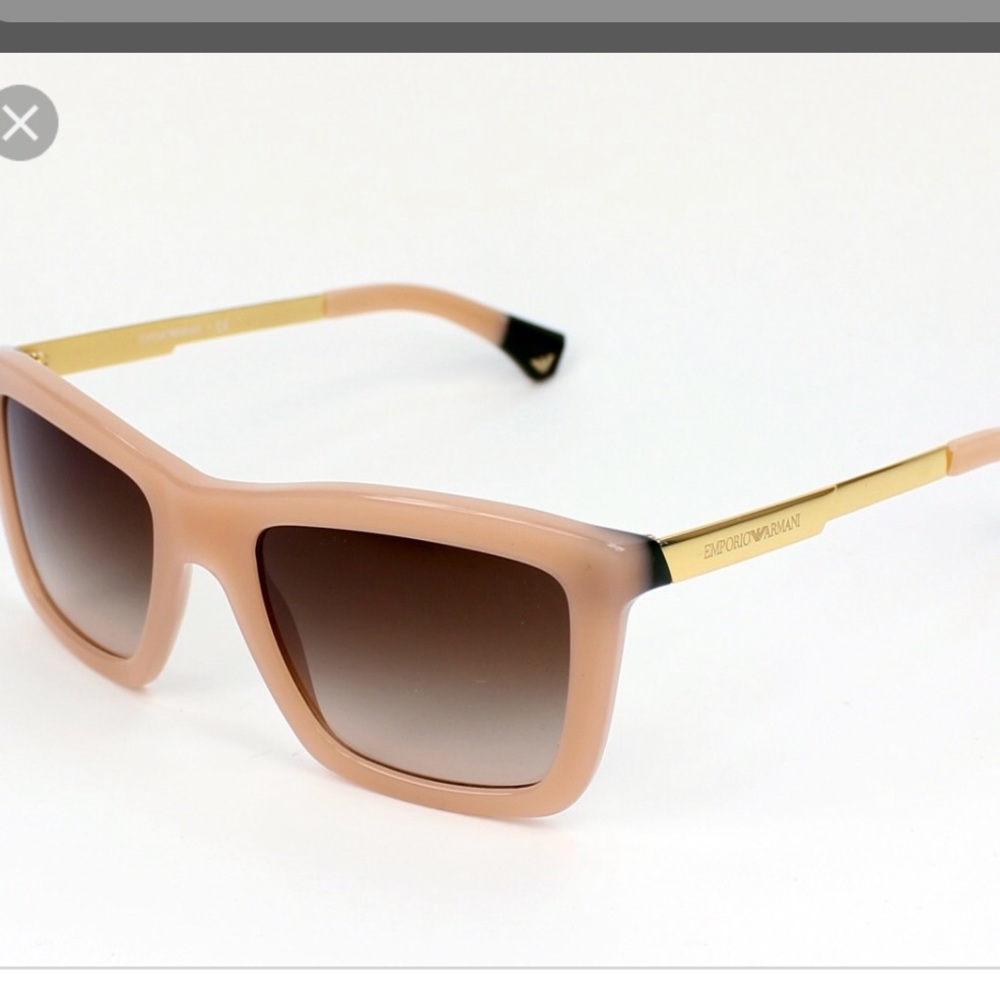 Emporio Armani Pink Beige Square Gradient Women's Sunglasses with Gold Temples